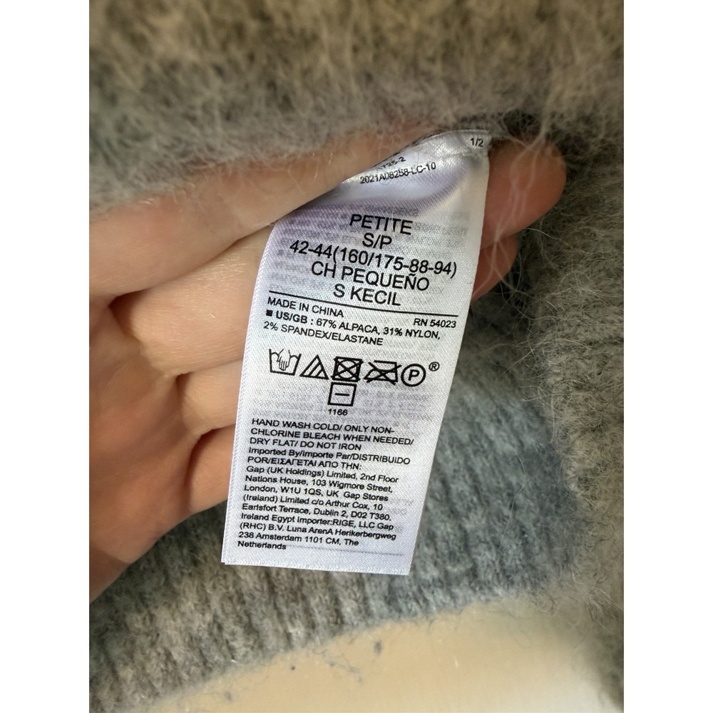 Banana Republic Petite S Gray Purple Fuzzy Knit Alpaca Blend Mock Neck Sweater - Picture 2 of 4